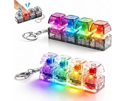 sleutelhanger - 2 stuks - klikkies - clickeez keyboard - clickeez - keyboard fidget toy - Clicker Fidget Toetsenbord met Ledlicht - Sleutelhanger - Mini 4 Toetsen Decompressie Speelgoed - Sleutelhanger Anti Stress Speelgoed - Zwart/Wit