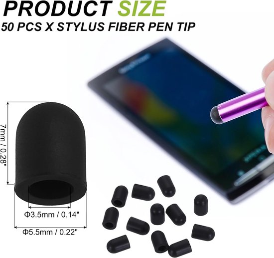 styluspen-tips 5,5 mm - 50 stuks siliconen - zwart - geschikt voor touchscreen apparaten - ServiceTopper — afbeelding 5