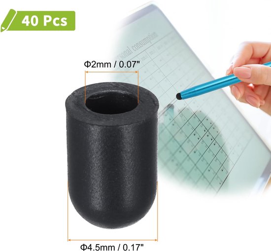 reserve penpunten 4,5 mm - capacitieve siliconenrubber - zwart - comfortabel gebruik - m-winkel — afbeelding 5