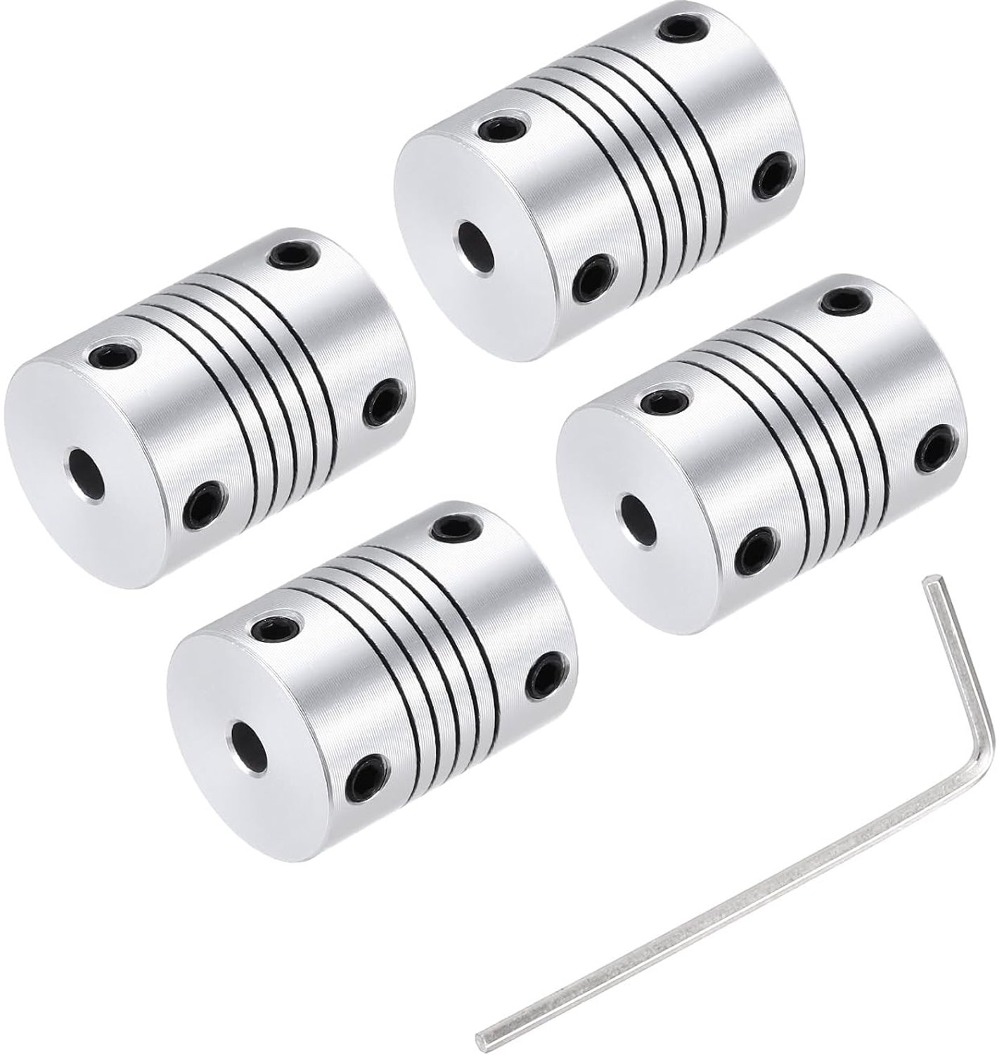 askoppeling 3 mm tot 4 mm - aluminiumlegering - flexibele koppelingsstraal - voor 3D-printer, CNC-machine - 4 stuks - m-winkel