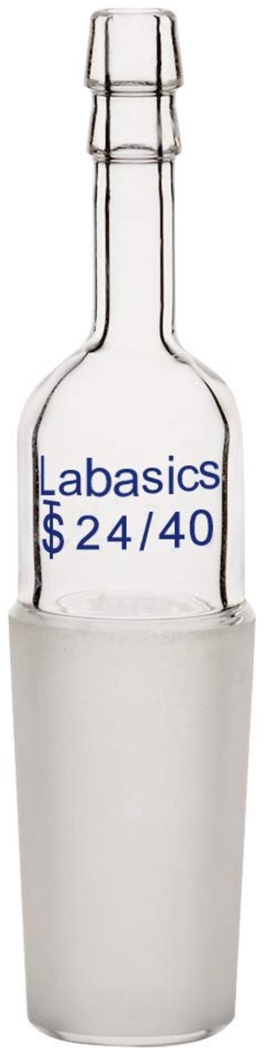 Glazen inlaatadapter 24/40 - borosilicaatglas - rechte inlaat met slangaansluiting - duurzaam lab glaswerk - Vemera