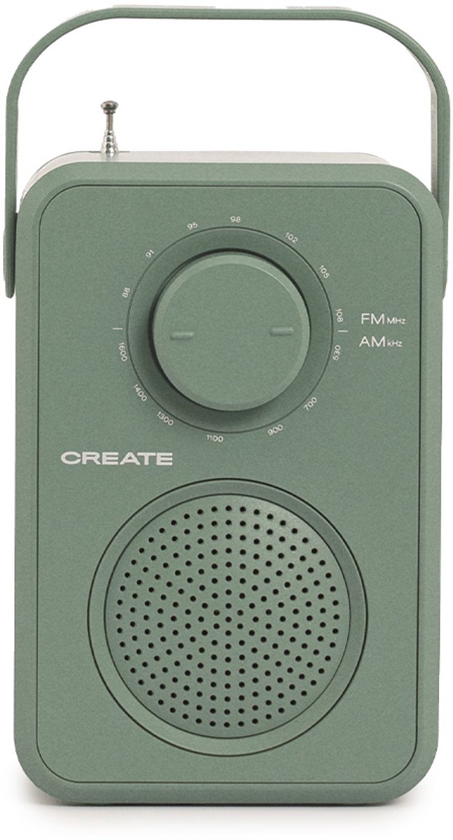 CREATE - Draagbare AM/FM-radio 5 W met ingebouwde luidspreker - Salie - RADIO SPEAKER STUDIO