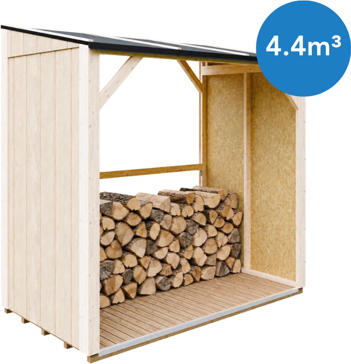 Timbela M984 - LP SmartSide Houtopslag - 2,54 m² - Overkapping voor brandhout met ~4,4 m³ opslagcapaciteit