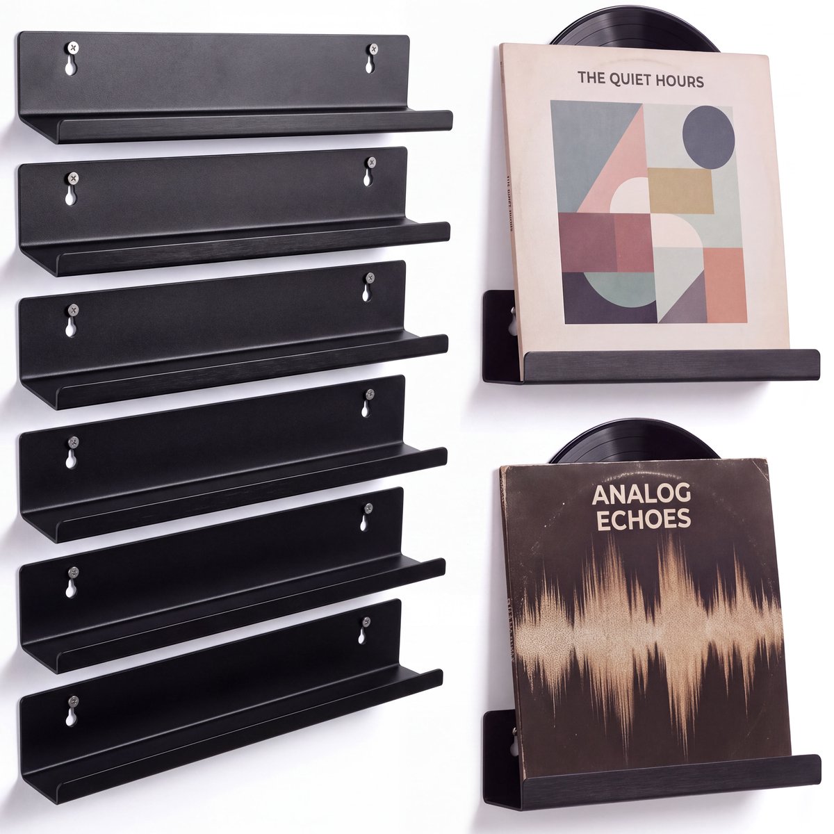 Luft LP houder - 6 Stuks - Vinyl - Opbergsysteem - Platenrek - Houder - Standaard - Album - Platenhouder - LP rek - Zwart