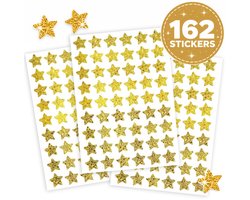 Gouden Glitter Sterren Stickers - 162 Stuks - 3 Kerst Stickervellen - Cadeau Stickers