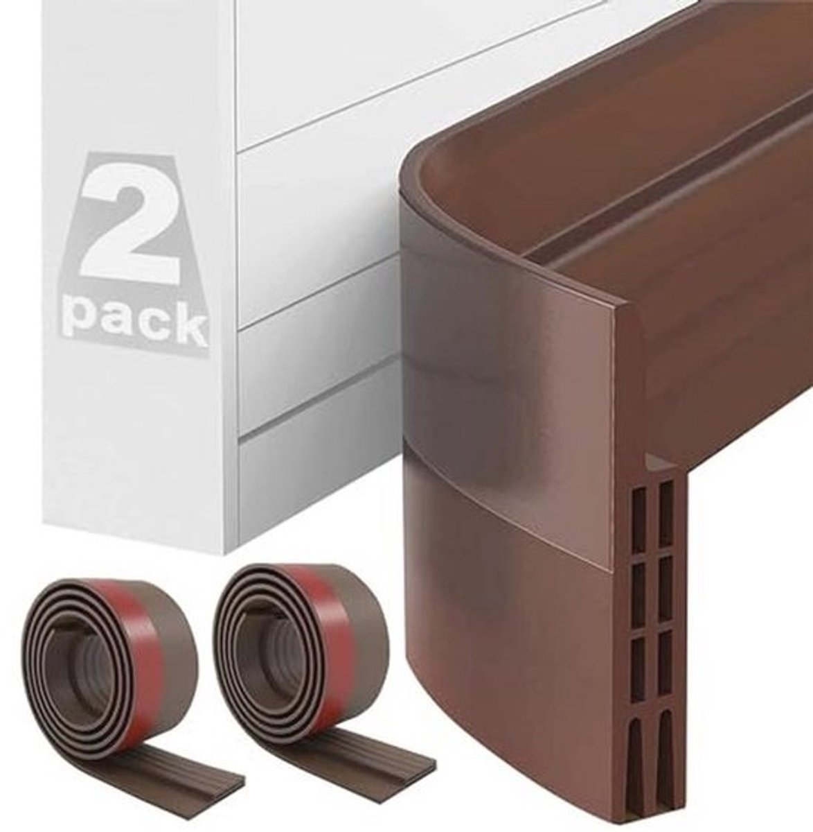 Tochtstopper voor deuren - bruin - 2 rollen (5 cm x 100 cm) - zelfklevende deurafdichting - extra sterk