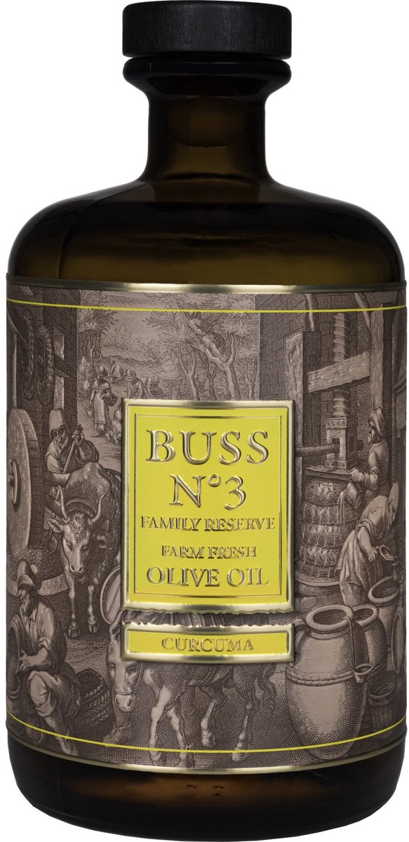 BUSS N°3 Kurkuma Olijfolie 700 ml - Fles zonder schenkdop en geschenkdoos