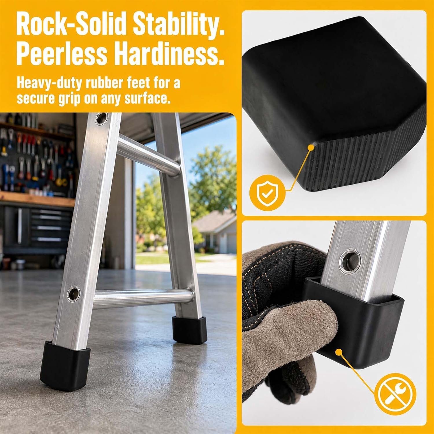 Rubberen Voetjes 40x20mm - Antislip Laddervoetjes - Duurzaam en slijtvast - Voor stevige ondersteuning - ShopVlot