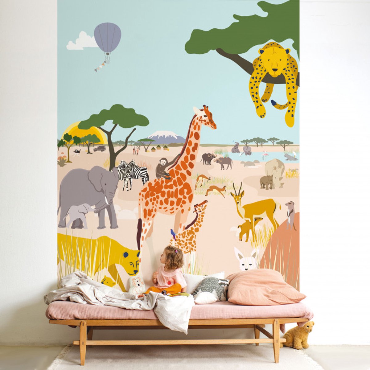MIMI'Lou Kinderbehang Panorama Behang Safari Kinderkamer 400 x 250 cm