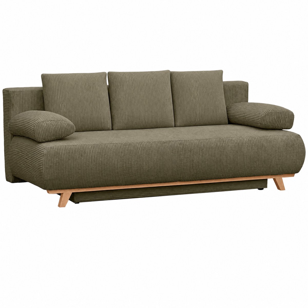 Homona Slaapbank met opbergruimte - 188 x 140 cm - Met kussens - Cord - Dunkelgrün