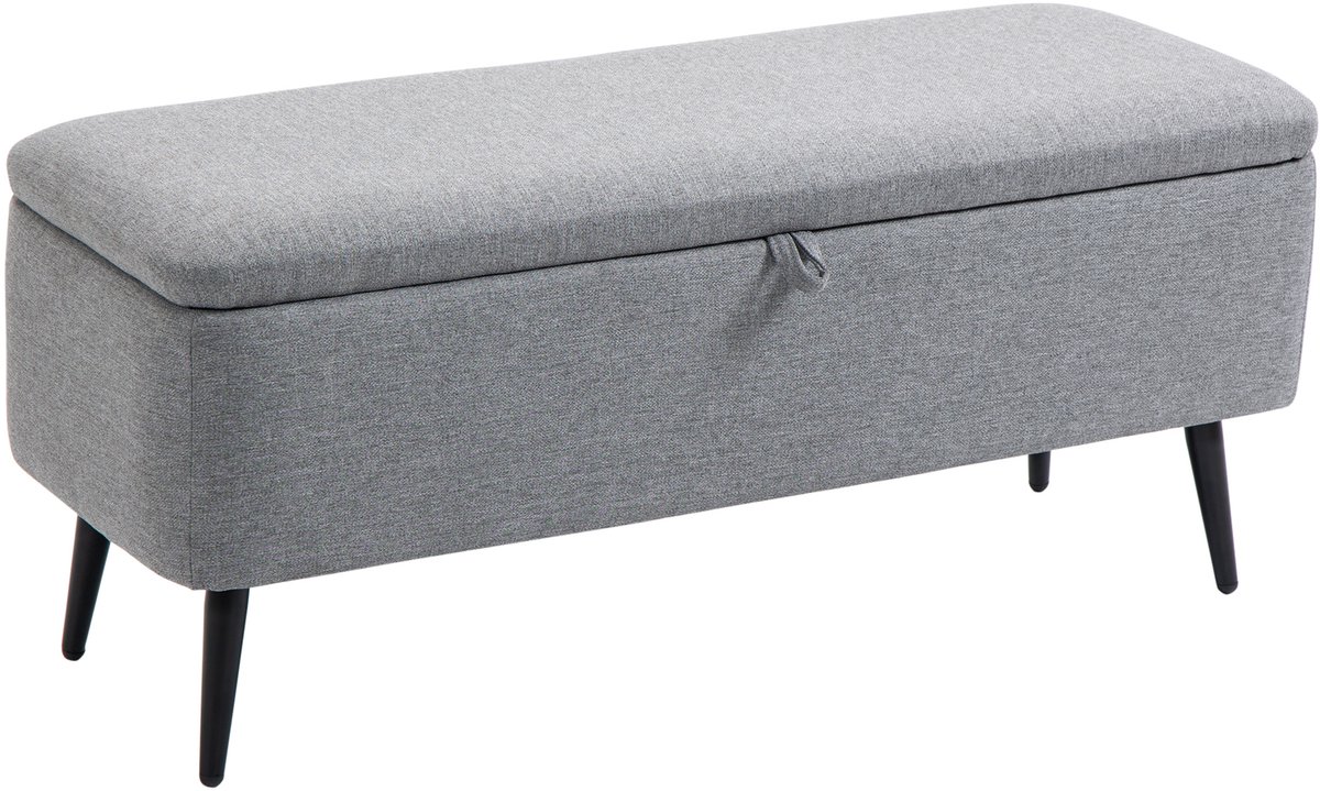 Homona Zitbank met opbergruimte - Met gestoffeerde zitting - 101 x 38,5 x 44,5 cm - Grijs