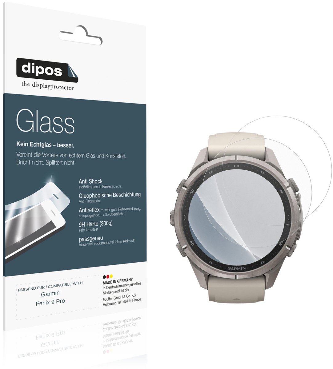 dipos – 2x Matte Pantserfolie geschikt voor Garmin Fenix 9 Pro | 9H Screenprotector