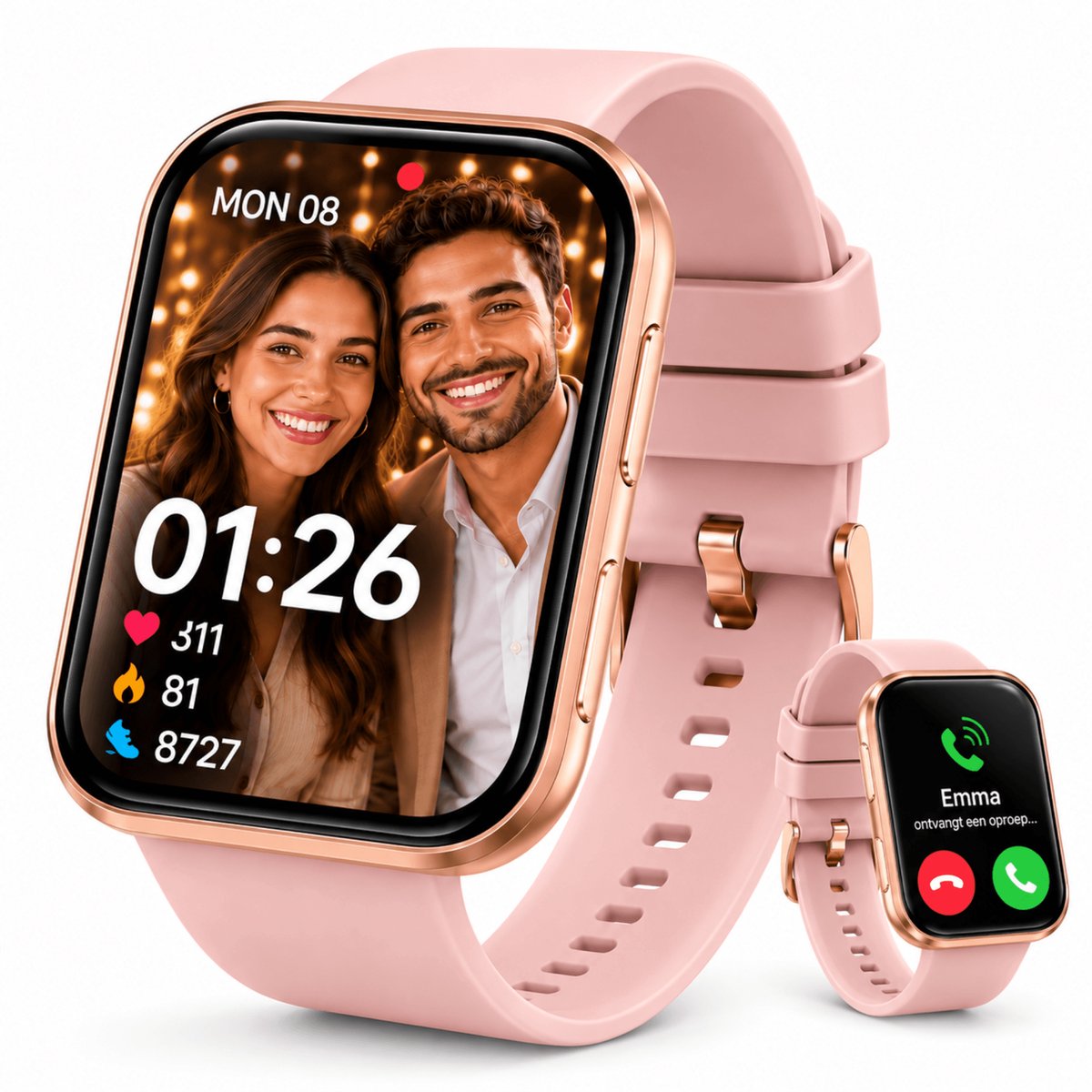 Smartwatch Dames – 1.85" AMOLED – Bluetooth Bellen – 350mAh Batterij – Hartslag, SpO₂ & Slaapmonitor – 100+ Sportmodi – 3ATM Waterdicht – Android & iPhone