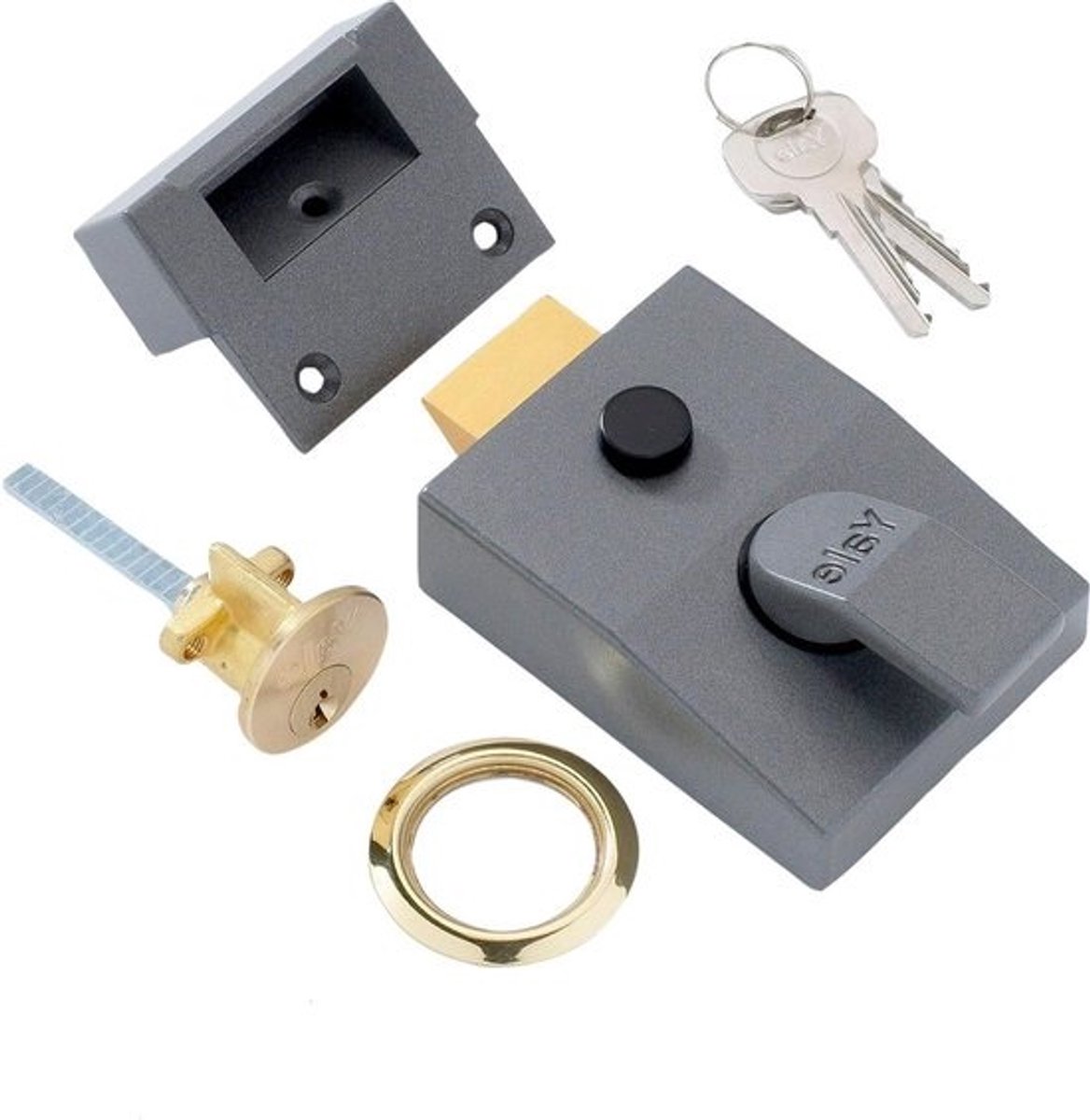 Deadlocking Nightlatch Automatic Deadlock Dark Metallic Finish/Brass Cylinder - High Security Outdoor Lock - Front Door Latch — cadeau in Cadeau-ideeën - foto 5
