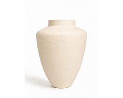 Terroso® Julia - Handgemaakte Glazen Vaas - Bloemenvaas - Creme - Interieur Woondecoratie - 36 cm Hoog