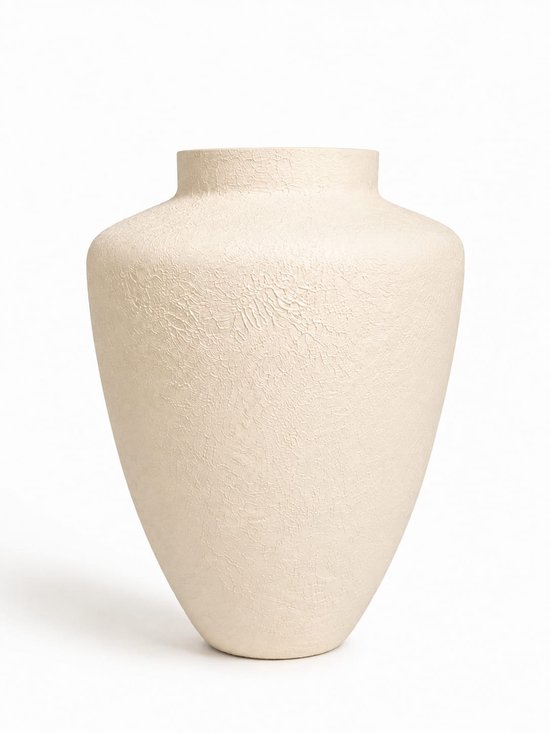 Terroso® Julia - Handgemaakte Glazen Vaas - Bloemenvaas - Creme - Interieur Woondecoratie - 36 cm Hoog