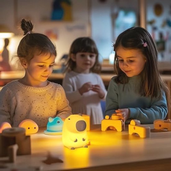 Capibara-nachtlampje voor kinderen - Siliconen led-touchlamp met oplaadbare batterij, instelbare helderheid en timer - Perfect cadeau voor verjaardag en Kerst — afbeelding 3
