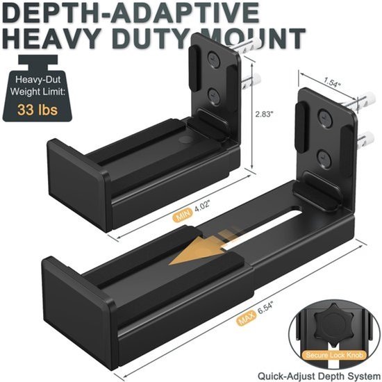Solidchoice - Universele soundbarwandbeugel - Verstelbare diepte — afbeelding 3