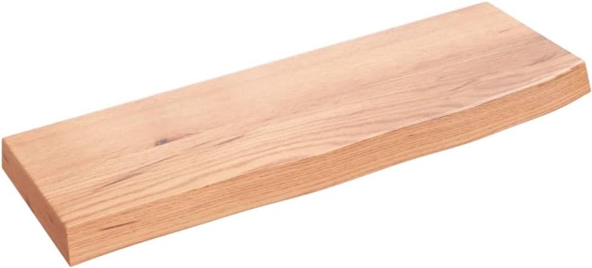 Wandrek, wandplank, wandplanken, zwevende plank, modern design, massief hout, eikenhout, lichtbruin, 60 x 20 x 4 cm