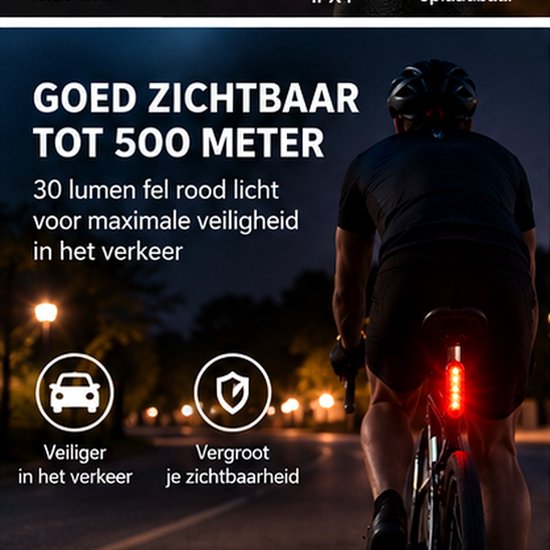 Fietsverlichting - Fietslampen achter - Fietslicht - Achterlampen - Waterbestendig - 30 lumen - Rood — afbeelding 2