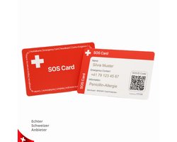 DynaTag SOS Noodkaart Medische ID-kaart met QR-code - RFID-bescherming - Rood