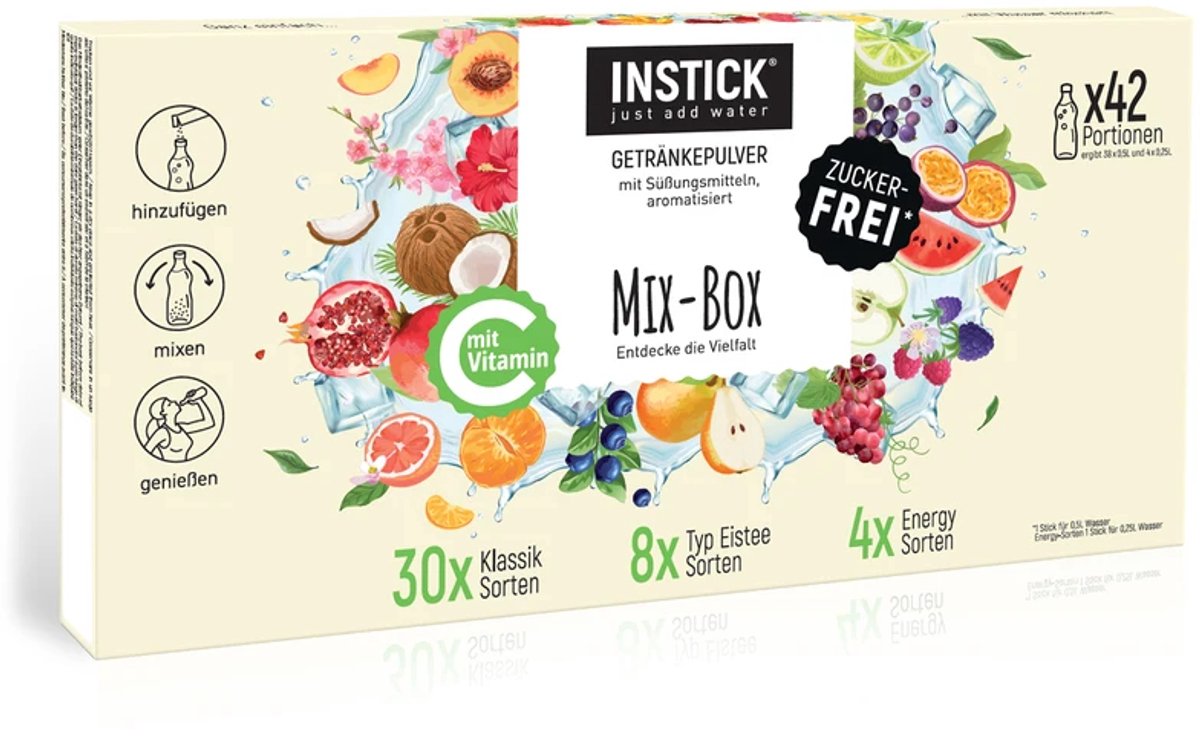 Instick Mix box 42 sticks voor 0,5 liter suikervrije drank