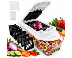Groentesnijder Multifunctioneel - Mandoline - 15-delig - Opvangbak - Uiensnijder - Rasp - Spiraalsnijder - BPA Vrij - Vivid Green
