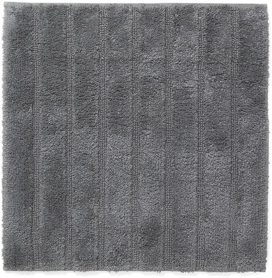 Donkergrijs badmatje met verticale ribbels, 60 x 60 cm.