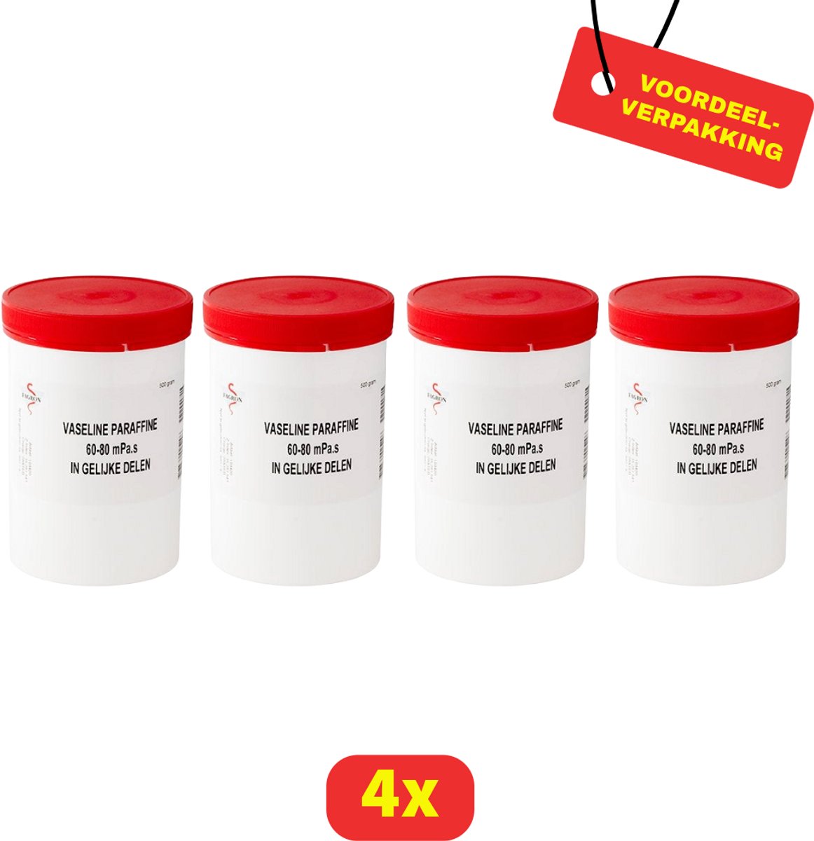 Fagron Vaseline Paraffine 60-80 in Gelijke Delen - 4 x 500 gr - Voordeelverpakking