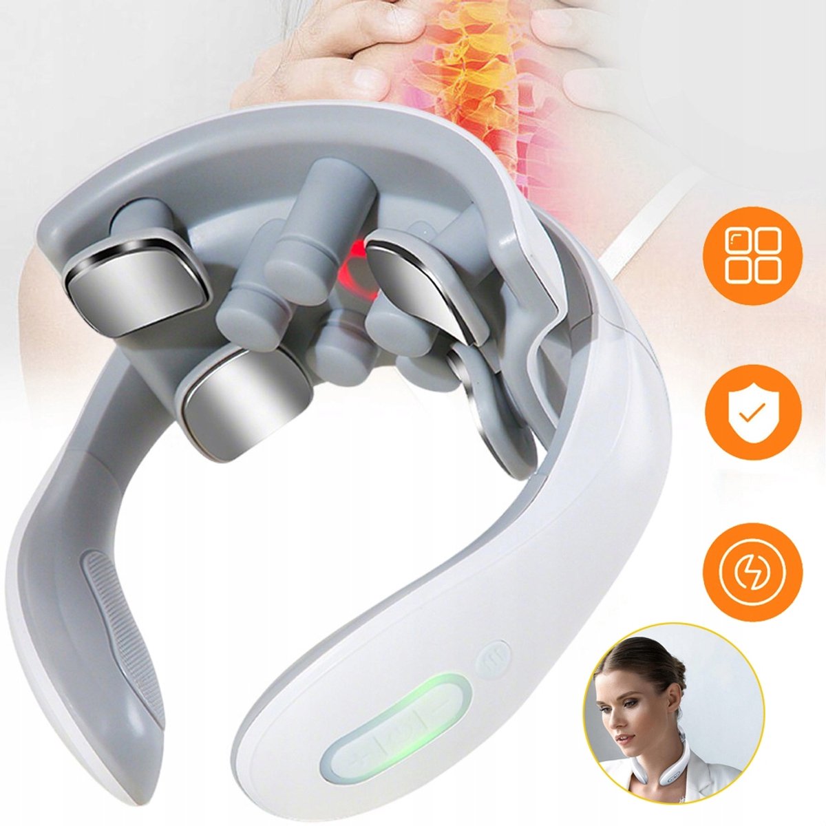 15 Intensiteitsniveaus En Warmtebehandeling – Ergonomisch Nekmassage Apparaat – Draagbaar En Lichtgewicht – Voor Kantoor, Thuis En Op Reis – Wit