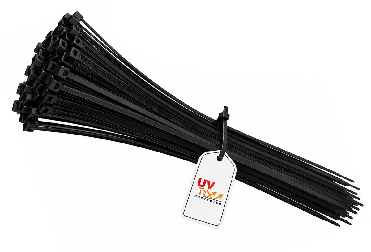Kortpack UV bestendige kabelbinders - sluitingsmaterialen - 24 jaar UV bestendig - 300mm x 4.8mm - polyamide