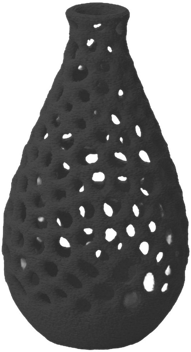 Layvo Liva Vaas - Zwart - 25 cm - droogbloemen vaas - organische vaas - gerecycled plastic