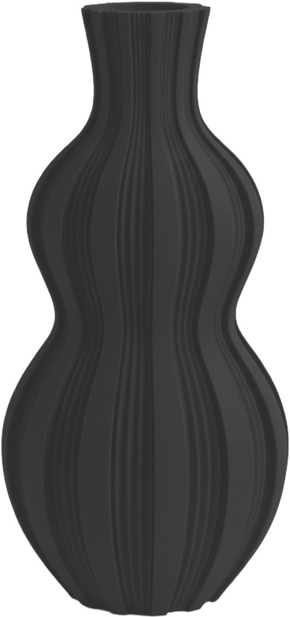 Layvo Jorik Vaas - Zwart - 20 cm - droogbloemen vaas - moderne vaas - gerecycled plastic
