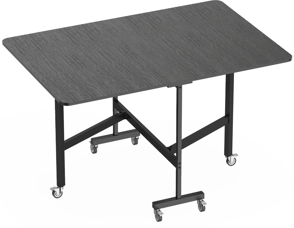 Homona Klapbare eettafel - Voor maximaal 6 personen - Met uitklapbare zijbladen - Met 6 wielen en remmen - 120 x 80 x 73 cm - Zwart