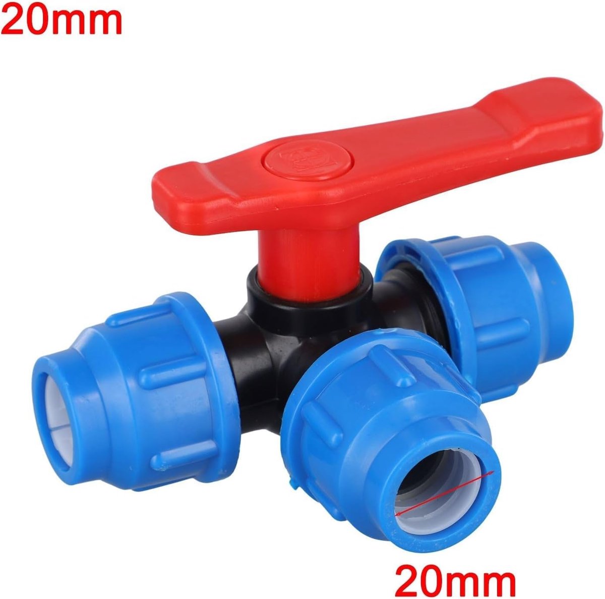 Pijp 3-Manieren Kogelkranen, Waterleidingen Slangen Gezamenlijke Accessoire, Plastic Valve Kogelkranen Watervoorziening Accessoire (20mm)