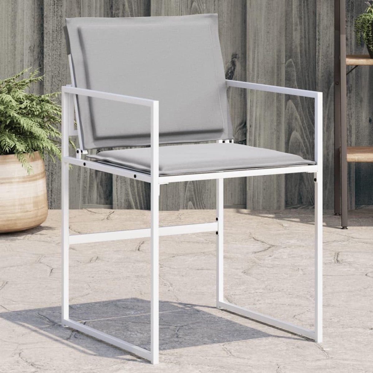 Tuinstoelen, 4 stuks, met kussens, stalen frame, textilene, comfortabele zitting, afneembare wasbare hoezen, compacte opslag