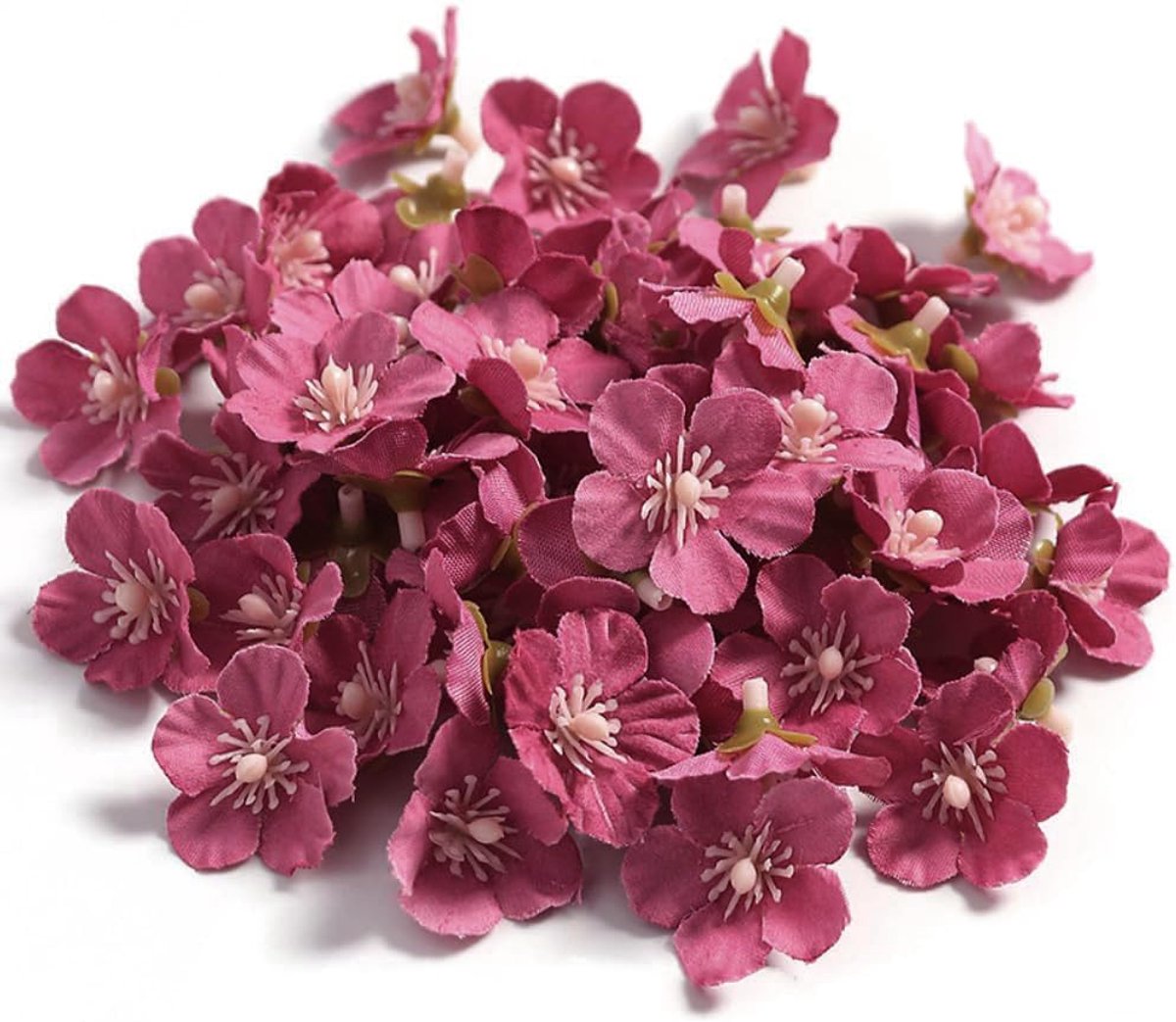 Kunstbloemen, kersenbloesem, bloemhoofddecoratie, met 2,5 cm diameter, kunstbloemen, kleurrijke mini-zijden bloemen, voor doe-het-zelf knutselen, bruiloft, boeket, huis, tafel