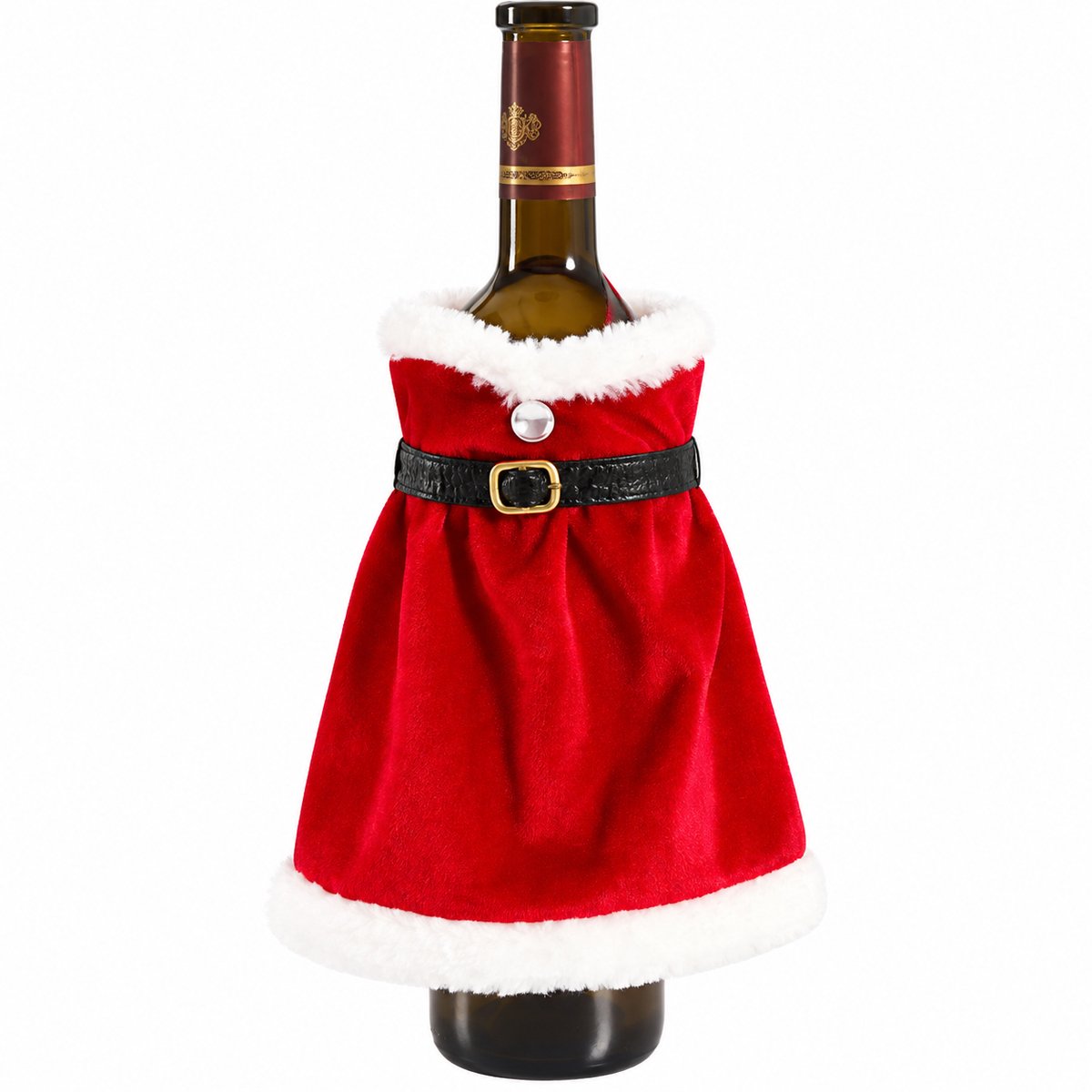Nina’s Giftshop® Wijnfles Kerstvrouw – Kerst Wijnzak – Wijnfles Cadeauverpakking – Kerstcadeau – Kerstdecoratie – Cadeau voor Vrouw & Man
