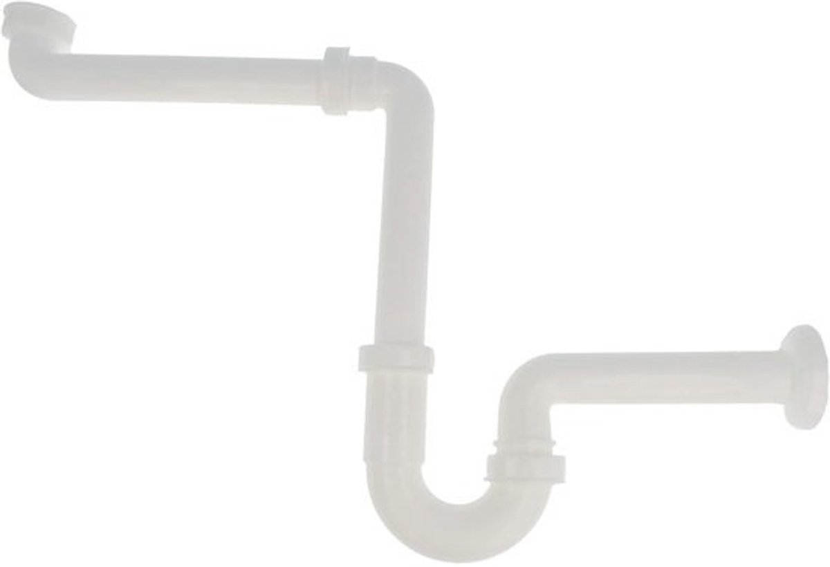 ruimtebesparende sifon - voor wastafel - 1 1/4 inch x 32 mm - inclusief wandrozet - kunststof, wit