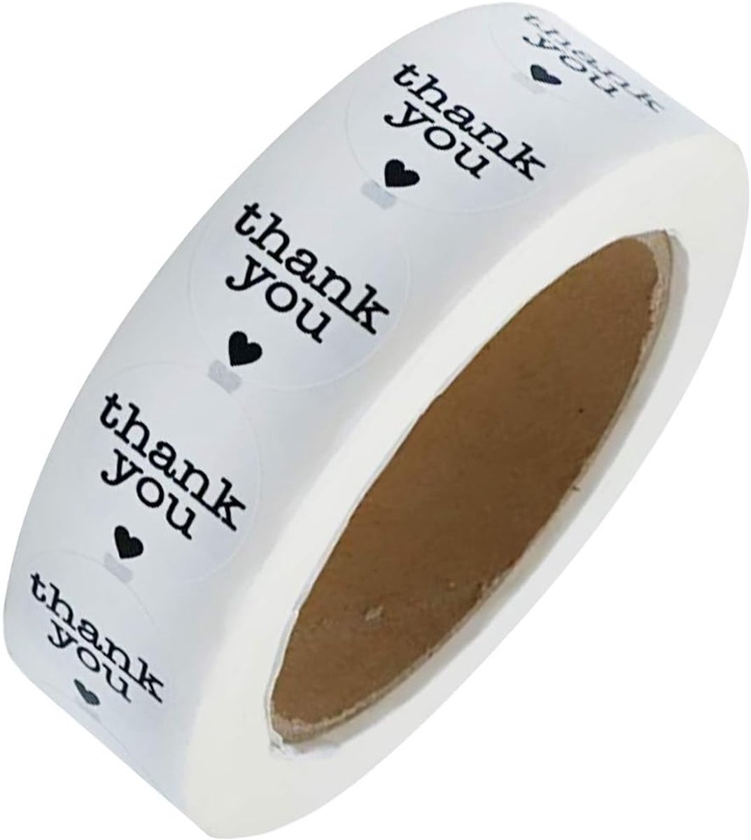 500 ronde vorm wit bedankt zelfklevend label dank u stickers met hart zwarte inkt 1 inch voor bruids babydouches bruiloft gunsten - bedankkaarten - zwart
