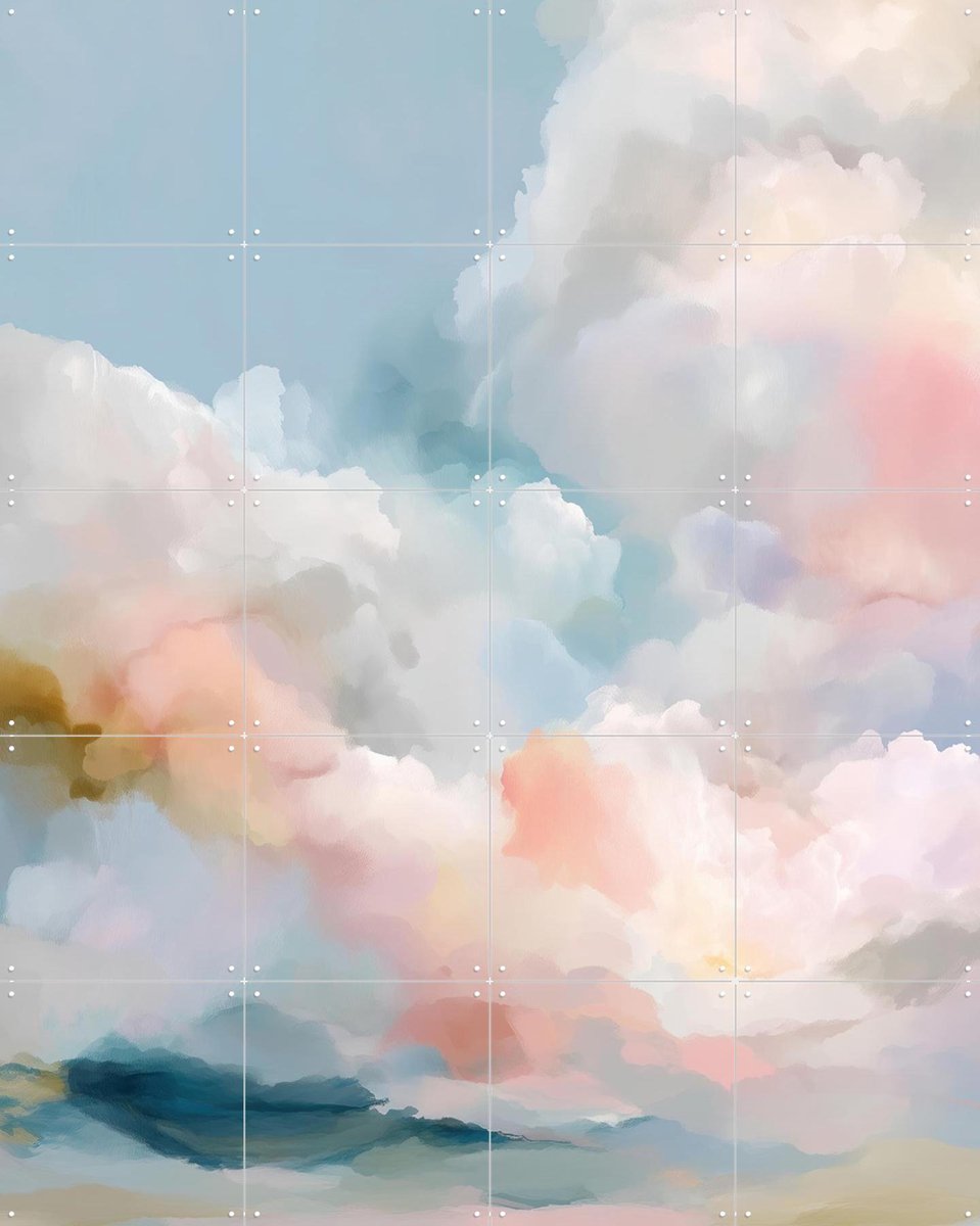IXXI Pastel Sky, Branka Kodžoman - 80 x 100 cm - Gratis ophangtool - Grote wanddecoratie en posters - Kleurrijk, Fantasierijk, Kwaststreken, Aquarel