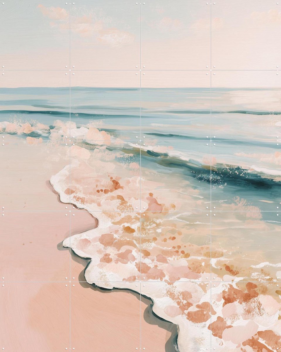 IXXI Pastel Ocean Shore, Branka Kodžoman - 80 x 100 cm - Gratis ophangtool - Grote wanddecoratie en posters - Kwaststreken, Aquarel, Slaapkamer