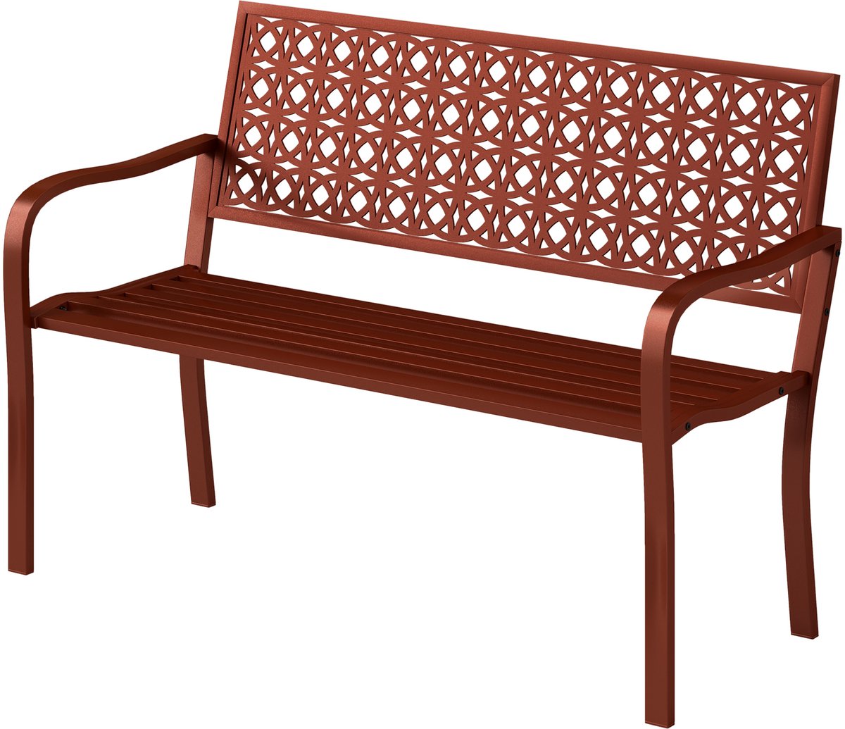 Tuinbank Metaal 2-Zits Rugleuning en Leuning tot 240 kg - Rood