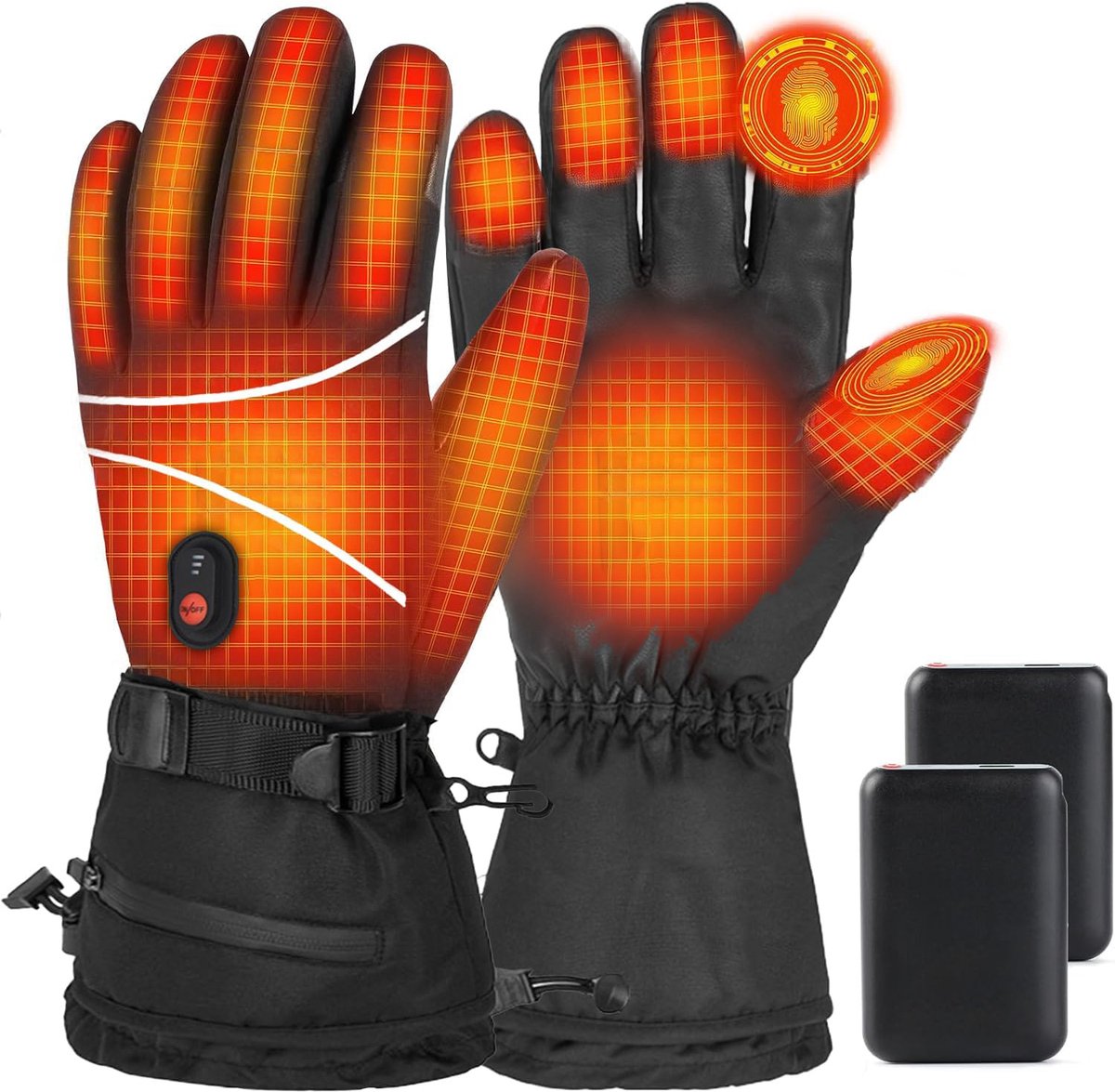 Verwarmde Handschoenen Voor Heren/Dames - Elektrische Skihandschoenen - Batterijverwarmde Handschoenen - Met 2x6000mah-Batterij