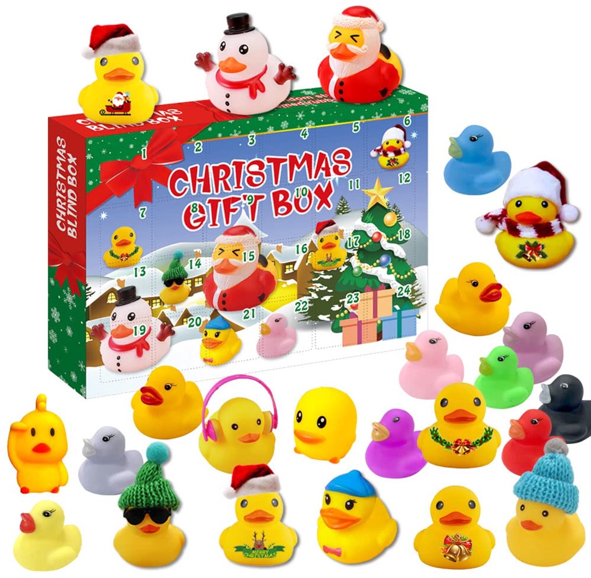 Kerst Adventskalender 2026 Cadeaus - Rubber Duck Kerst Aftelkalender 24 Dagen - Kerst Aftelkalender Cadeaus voor Peuters Jongens en Meisjes - Kerstfeest Gunsten Speelgoed