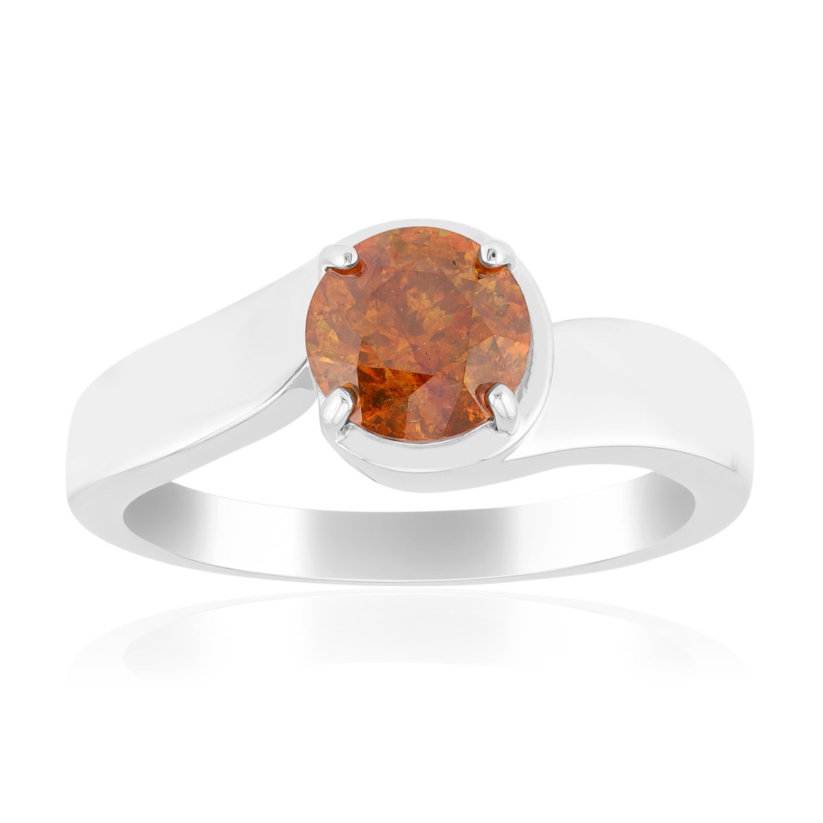 Cavill - Zilveren ring 925 sterling met 1,054 ct oranje sfaleriet - Rhodium verguld - Elegante comfortabele ring - Ronde geslepen edelsteen