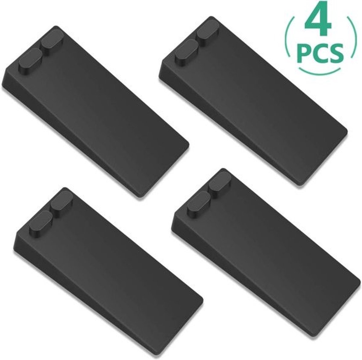 Set met 4 verstelbare antislip-deurstoppers - Rubberen deurwiggen voor harde vloeren - Bescherming van muren en meubels