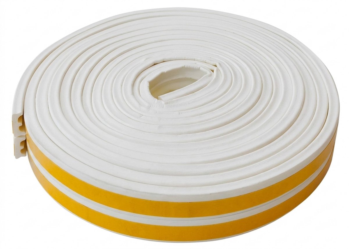 Zelfklevende EPDM Tochtstrip E-Profiel 12 Meter - Wit (9 mm x 4 mm) - Afdichtingsstrip voor Deuren & Ramen