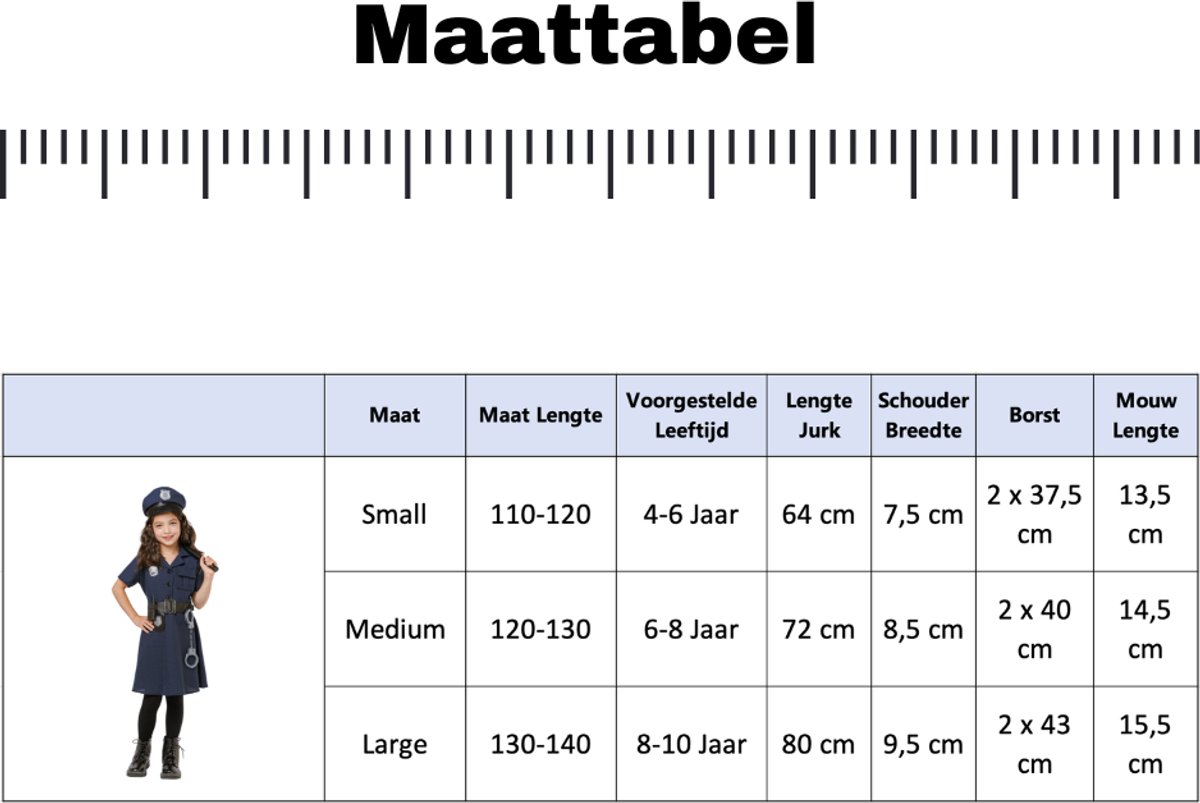 Joya Kids® Politie Kostuum Meisje | Politie Verkleedpak Kind | Politieagente Verkleedjurk | Incl. Politiepet, Riem, Handboeien, Wapenstok & Walkie Talkie | Carnaval & Themafeest | — afbeelding 4
