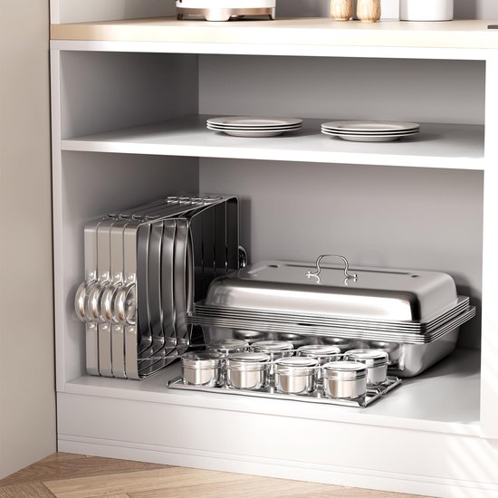 TLGREEN 9L Chafing Dish Roestvrijstalen - Warmhoudcontainer - 2 x 1/2 GN-containers - voor Catering Buffetten Feestjes scholen — afbeelding 5